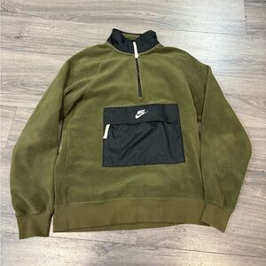 Nike Olive Green and Black polar fleece Pullover